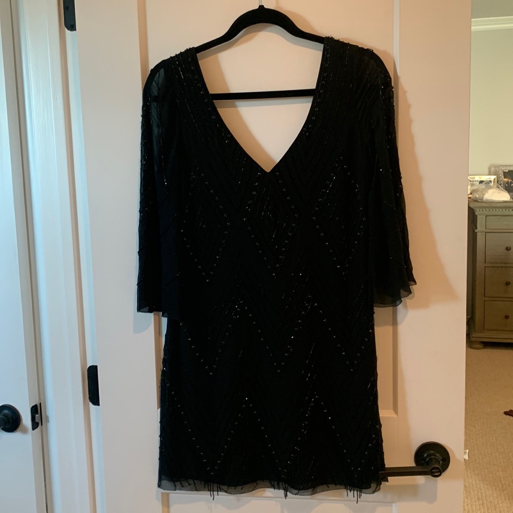 100% Silk Alice & Olivia Black Beaded Dress